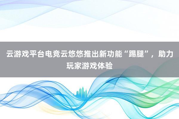 云游戏平台电竞云悠悠推出新功能“踢腿”，助力玩家游戏体验