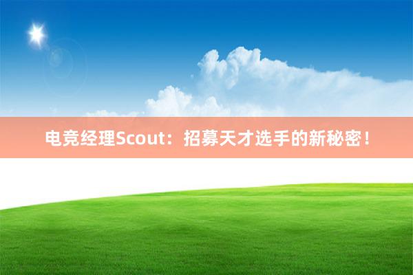 电竞经理Scout：招募天才选手的新秘密！